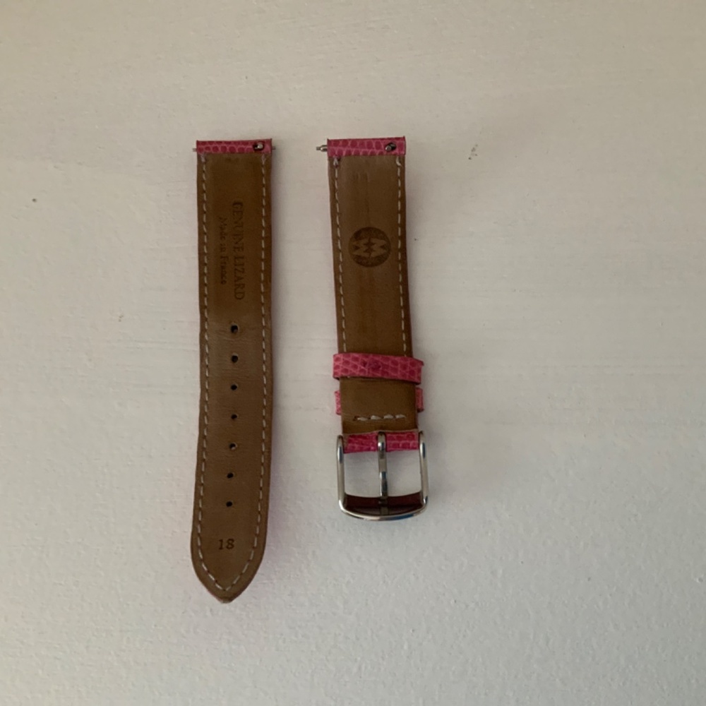 MICHELE pink lizard watch band and velvet case. - Picture 4 of 7